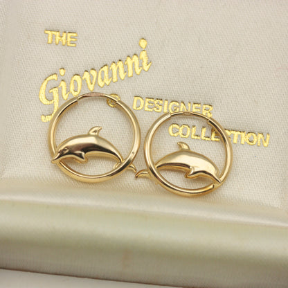 Pre-owned 9ct Yellow Gold Dolphin Hoop Earrings