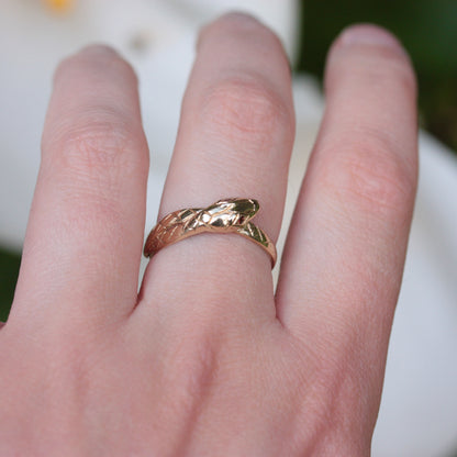 Vintage 9ct Gold and Garnet Snake Ring, 1987