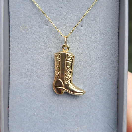 9ct Yellow Gold Cowboy Boot Charm