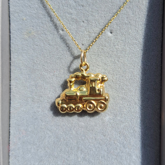 Vintage 9ct Gold Steam Train Charm, 1990s