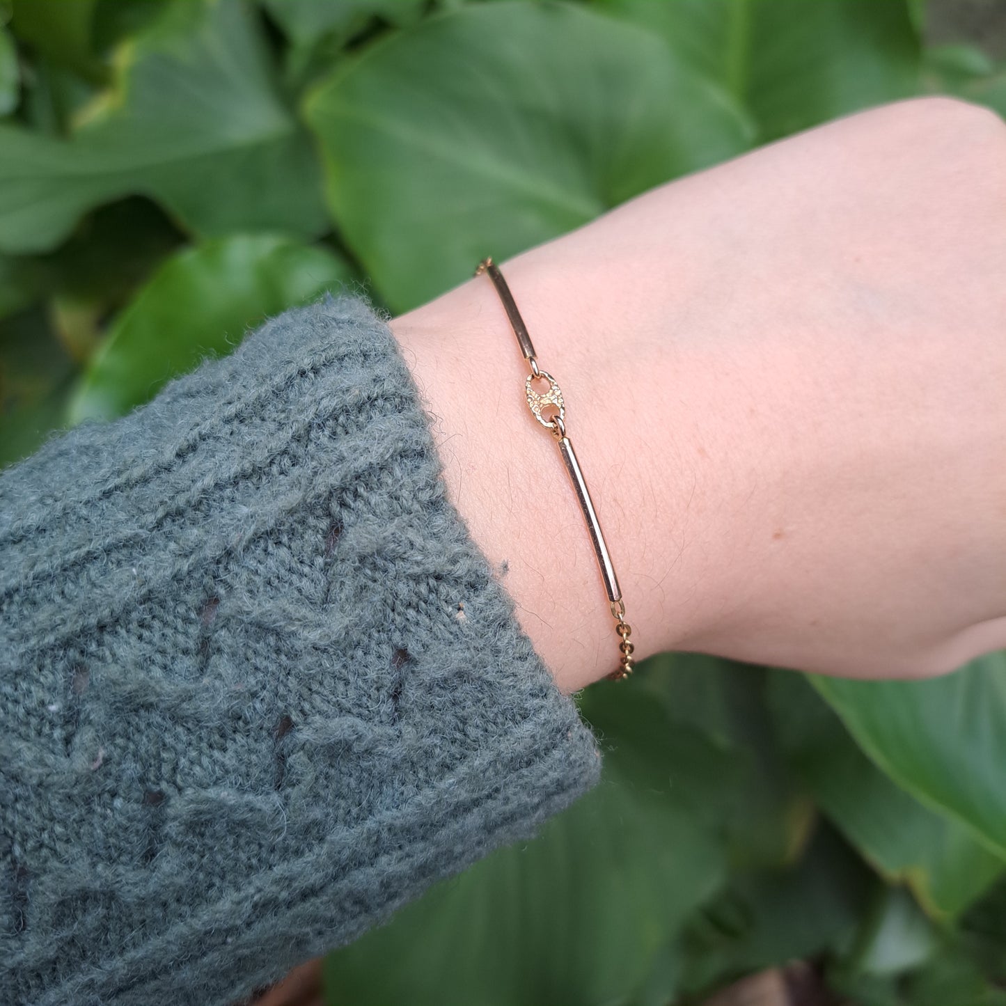 Vintage 9ct Italian Gold Bar Bracelet with Mariner Link