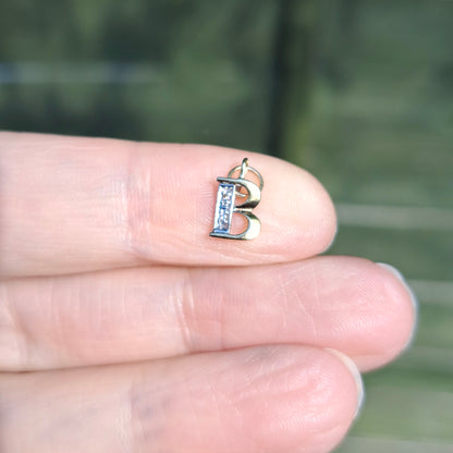Vintage 9ct Gold and Diamonds Letter B Charm