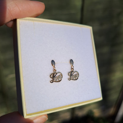 Vintage 9ct Gold "LOVE" Earrings