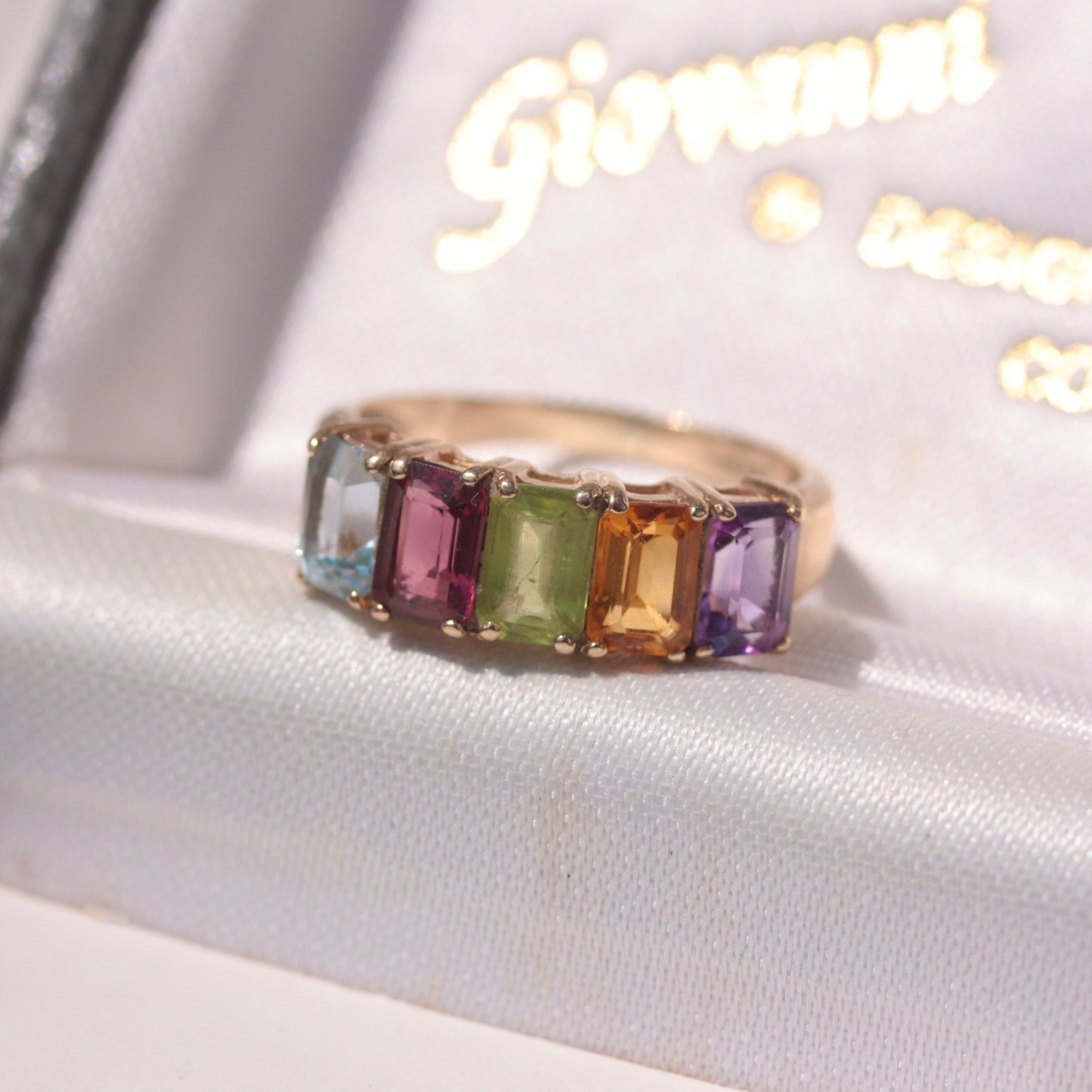Vintage 9ct Gold Multi Gemstone Ring, 1993