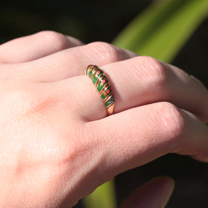 Antique German 14K Gold and Enamel Croissant Ring