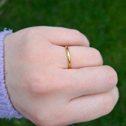 Vintage 22ct Gold Slim Wedding Band Ring, 1953