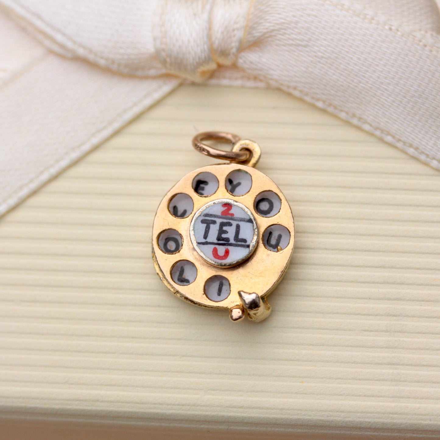 Vintage 9ct Gold and Enamel "I LOVE YOU" Rotary Dial Charm, 1963