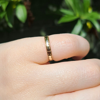 Vintage 9ct Gold Skinny Patterned Band Ring, 1989