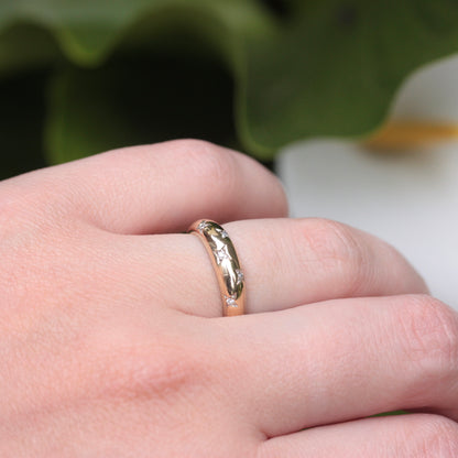 Pre-owned 9ct Gold Star Set Diamond Domed Ring