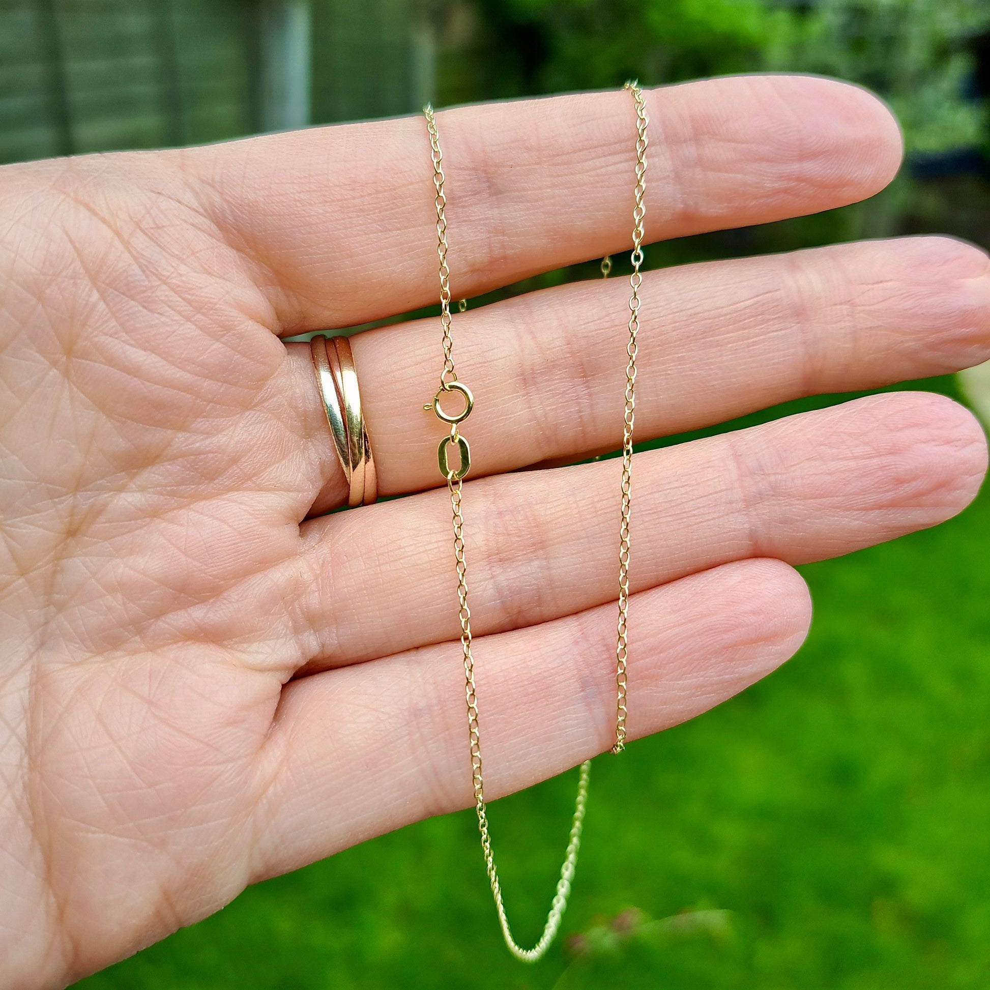 9ct yellow gold trace chain 16 inches