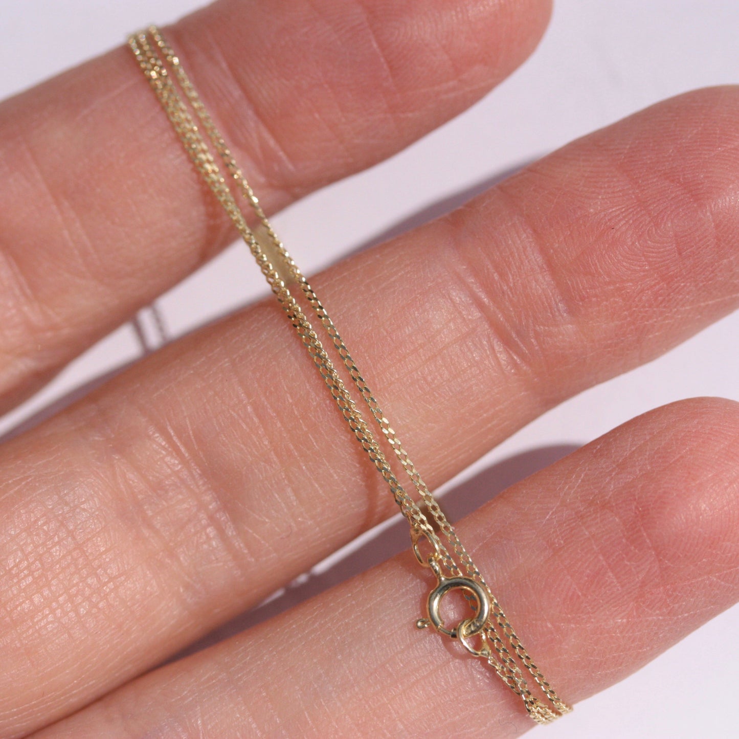 Solid 9ct Yellow Gold Micro Curb Chain, 0.7mm