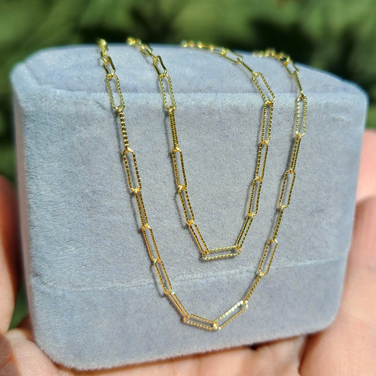 solid 9ct yellow gold paperclip chain necklace