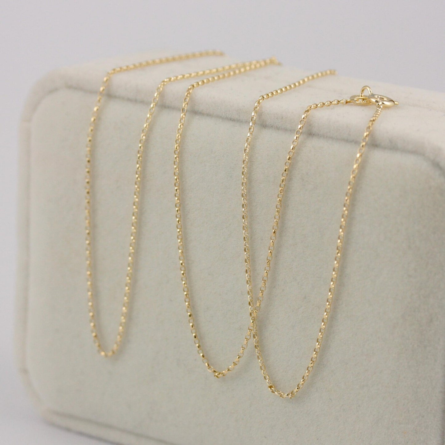 Solid 9ct Gold Diamond Cut Belcher Chain Necklace, 1mm