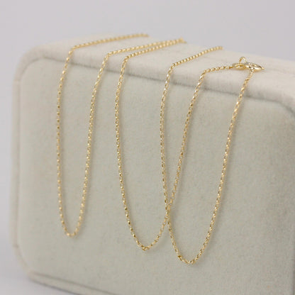 Solid 9ct Gold Diamond Cut Belcher Chain Necklace, 1mm
