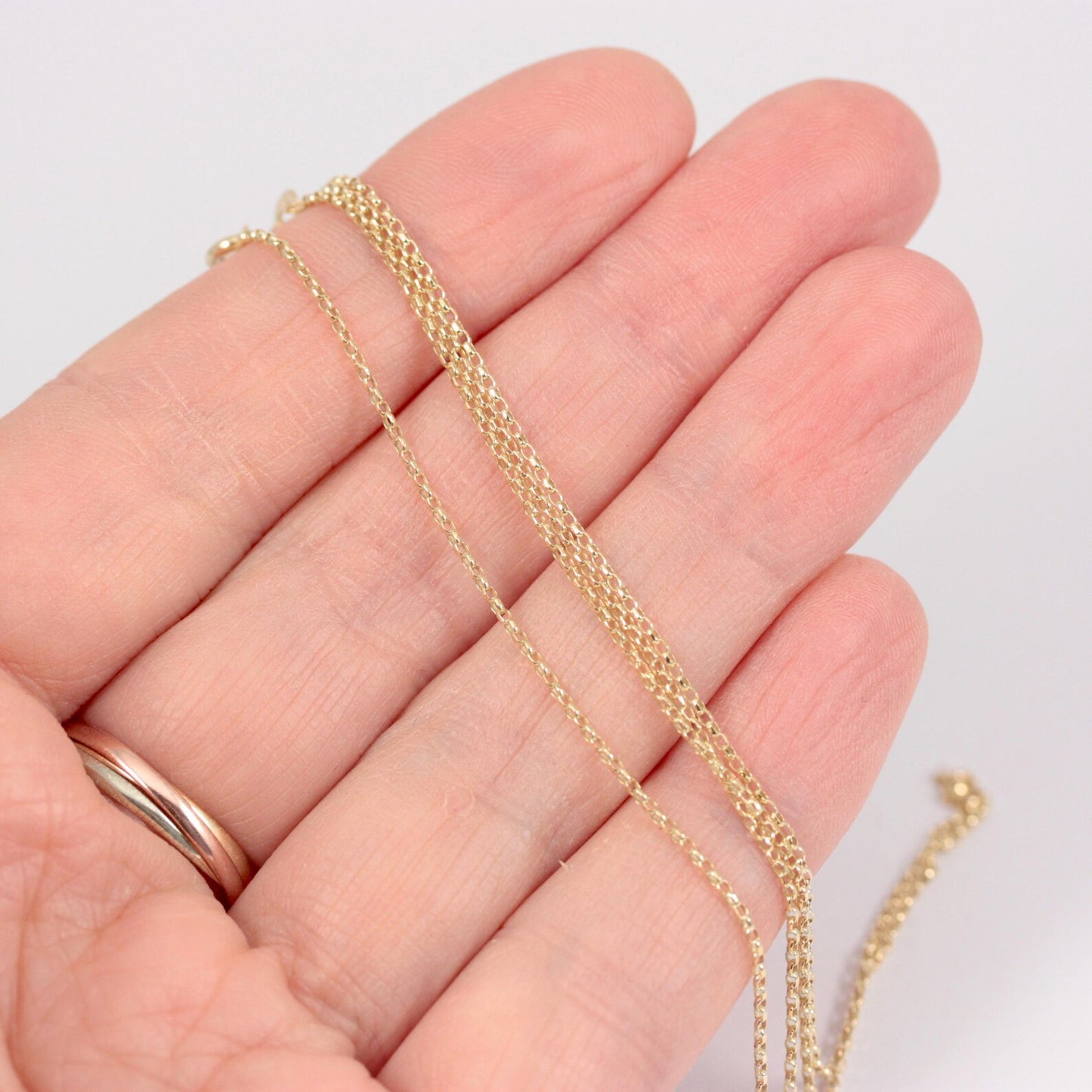 Solid 9ct Gold Diamond Cut Belcher Chain Necklace, 1mm
