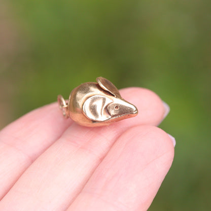 9ct gold vintage mouse charm
