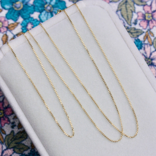 Solid 9ct Yellow Gold Micro Curb Chain, 0.7mm
