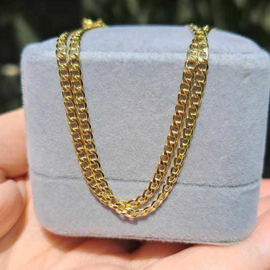 9ct yellow gold wide curb chain necklace