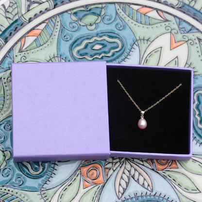 Solid 9ct Gold Freshwater Pearl Pendants - in Pink, White or Peach