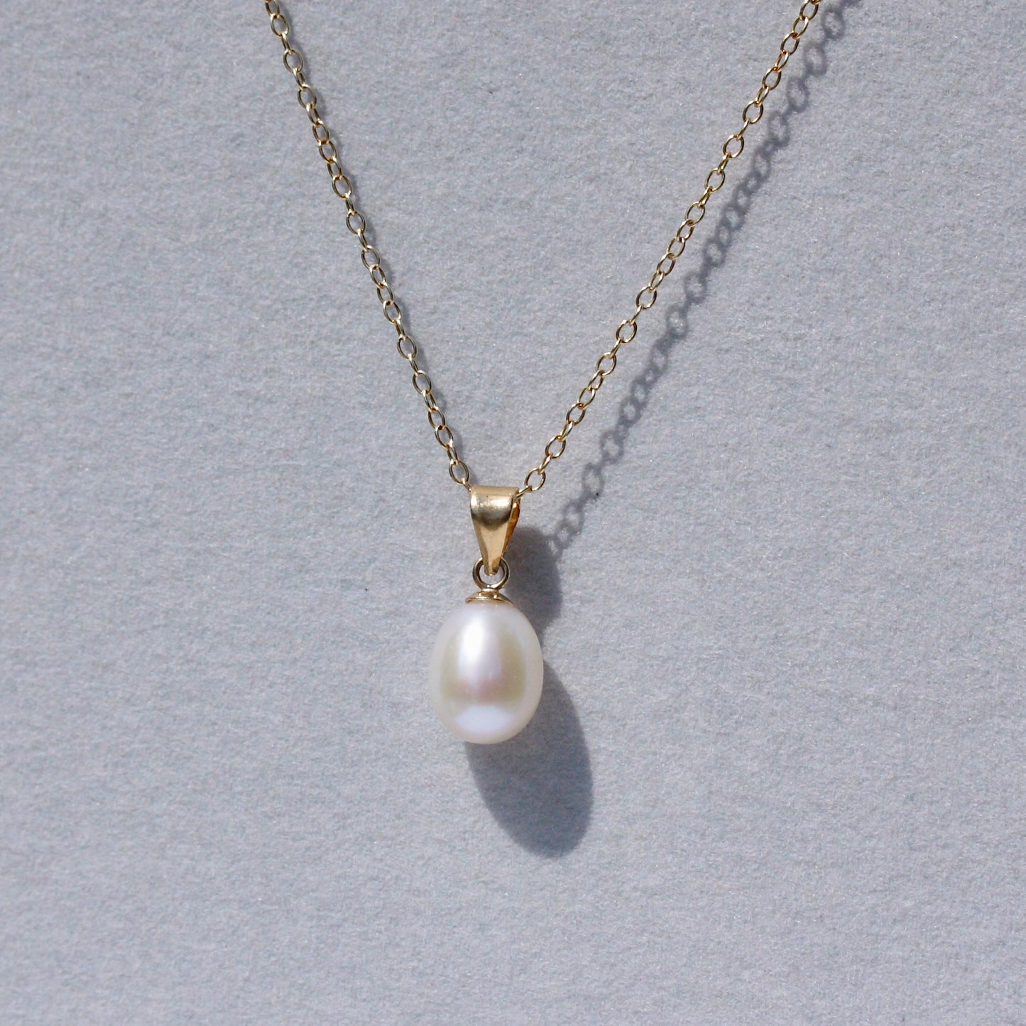 Solid 9ct Gold White Freshwater Teardrop Pearl Pendant, June Birthstone