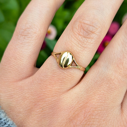 vintage 9ct yellow gold coffee bean ring 1980s