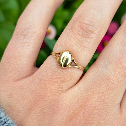 vintage 9ct yellow gold coffee bean ring 1980s