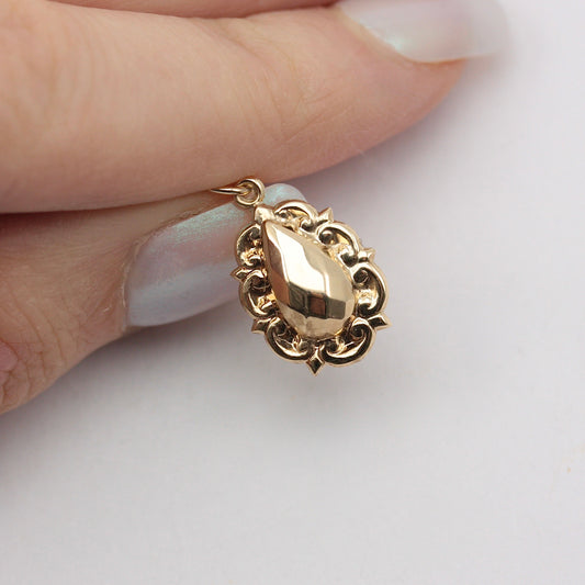 antique 9ct gold puffy charm pendant