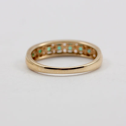 Vintage 9ct Gold Emerald 7 Stone Ring
