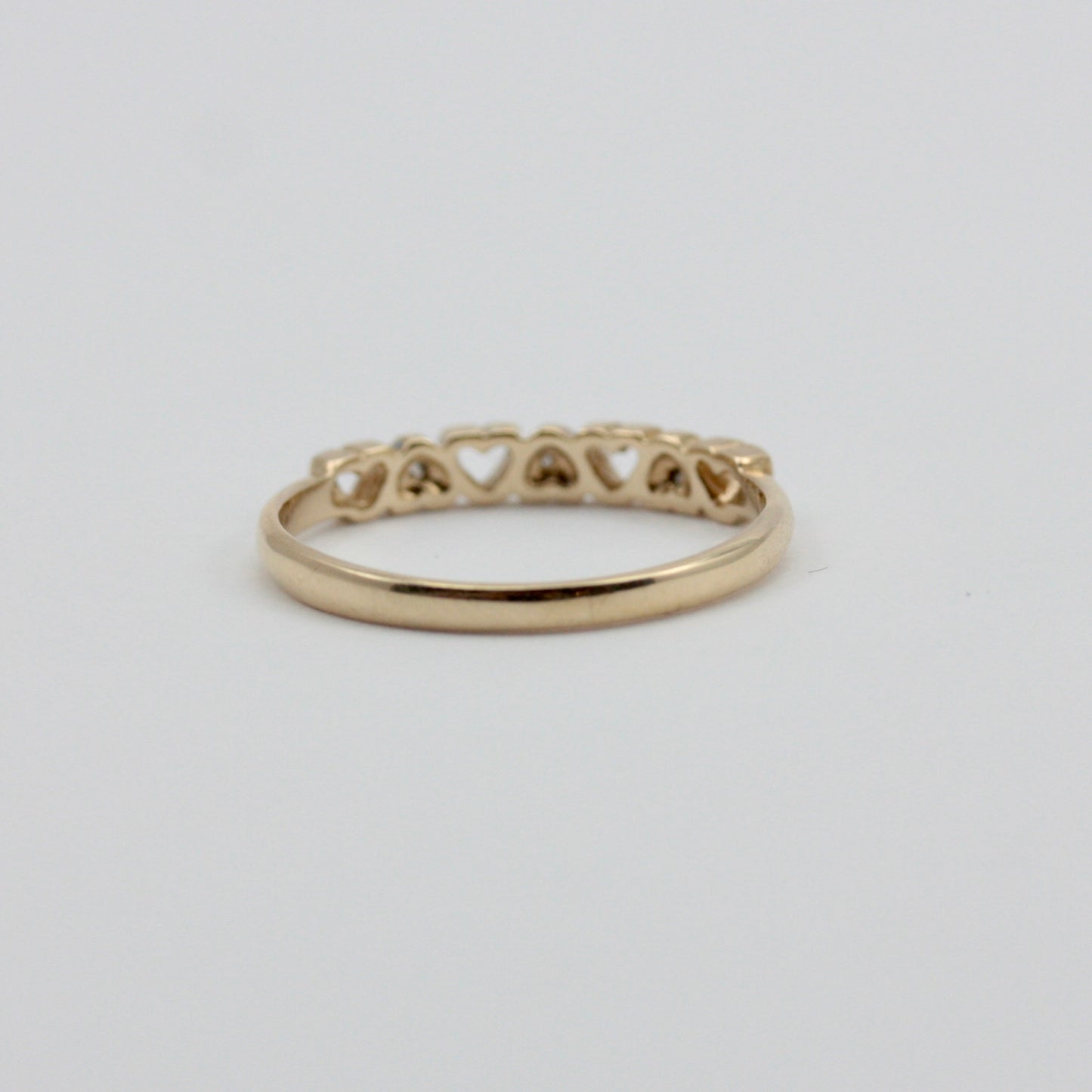 Vintage 9ct Gold and Diamond Heart Band Ring, 1980s