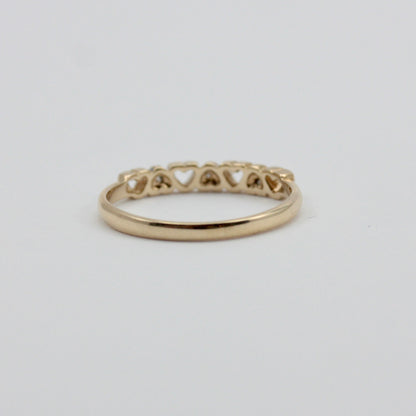 Vintage 9ct Gold and Diamond Heart Band Ring, 1980s