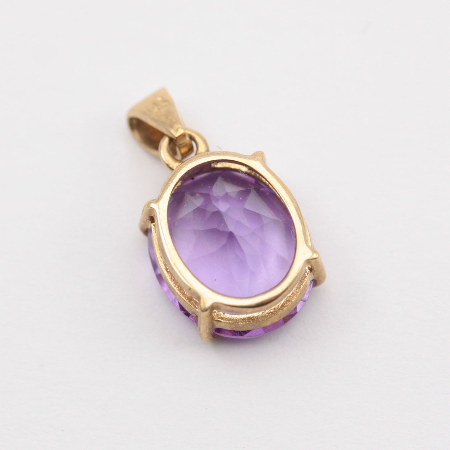 Vintage 9ct Gold Oval Amethyst Solitaire Pendant