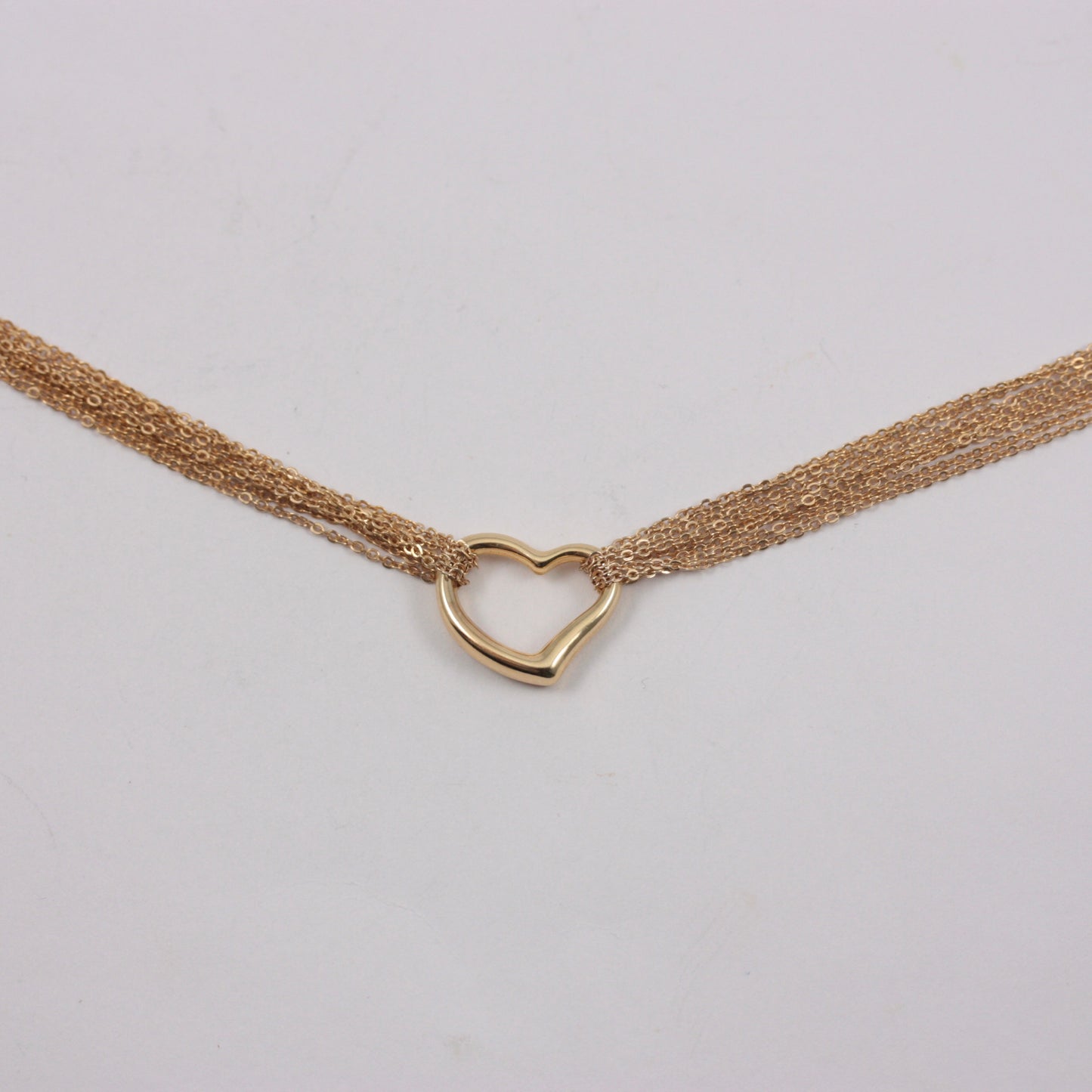 Vintage 9ct Gold Heart Multi Strand Necklace, c1980s