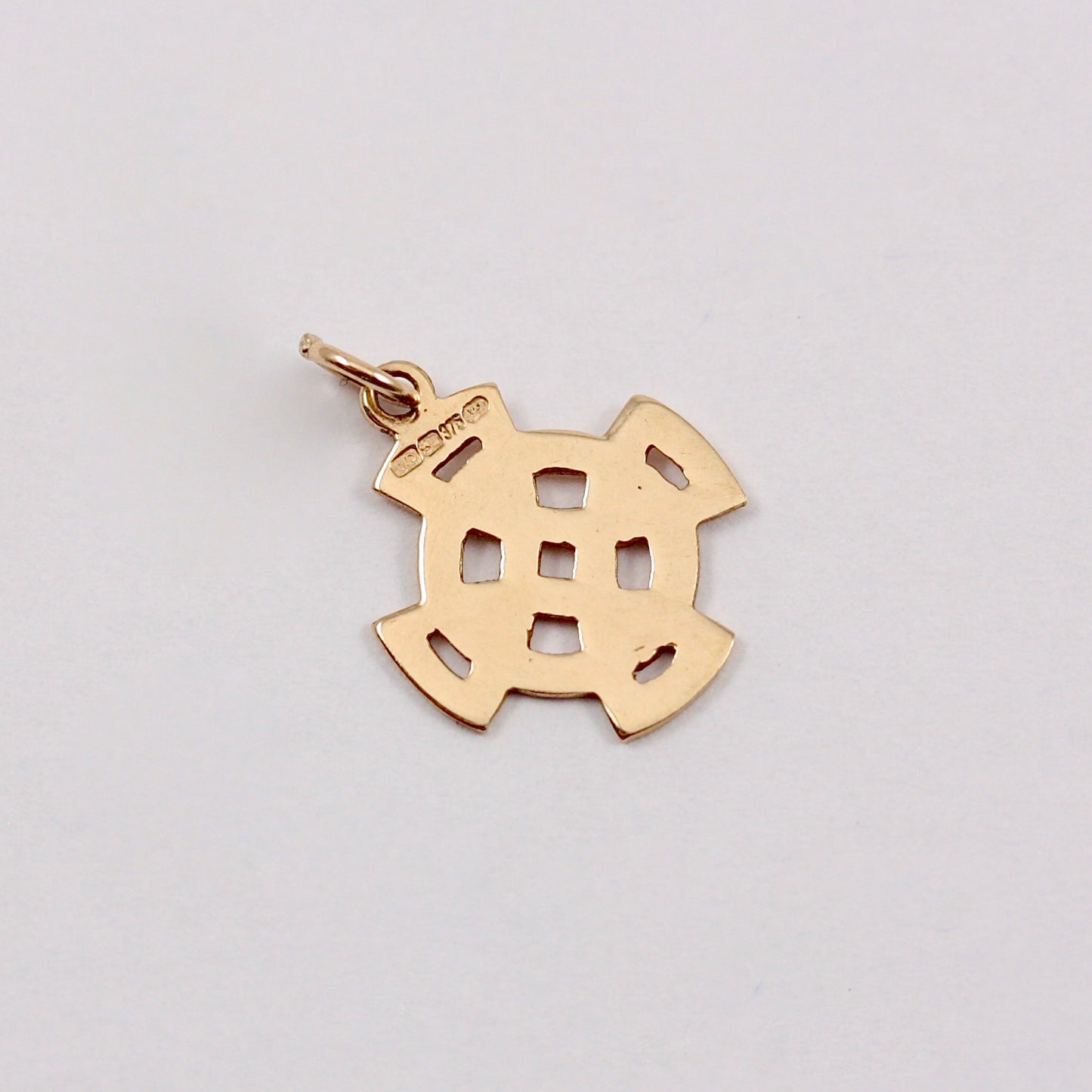 Pre-owned Small 9ct Gold Irish Celtic Cross Pendant / Charm