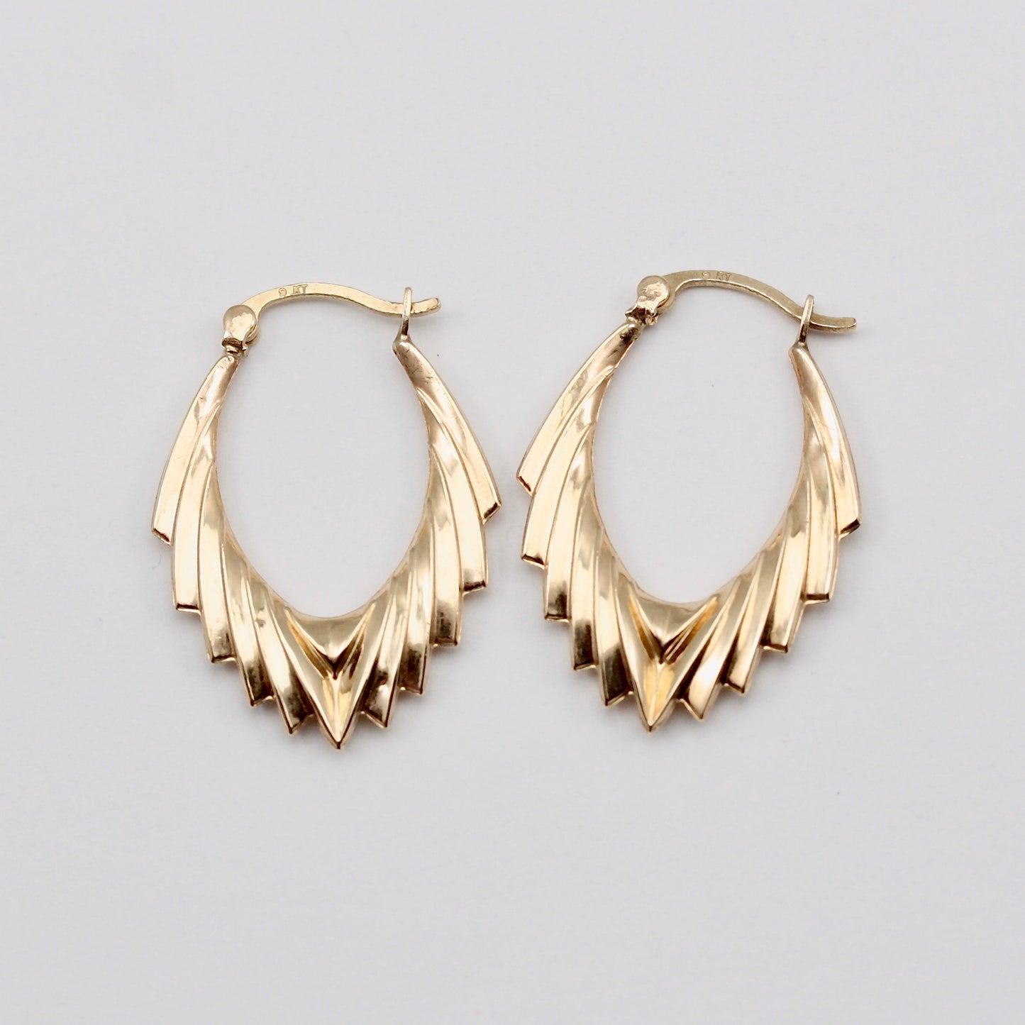 Vintage 9ct Gold Spiked Creole Hoop Earrings