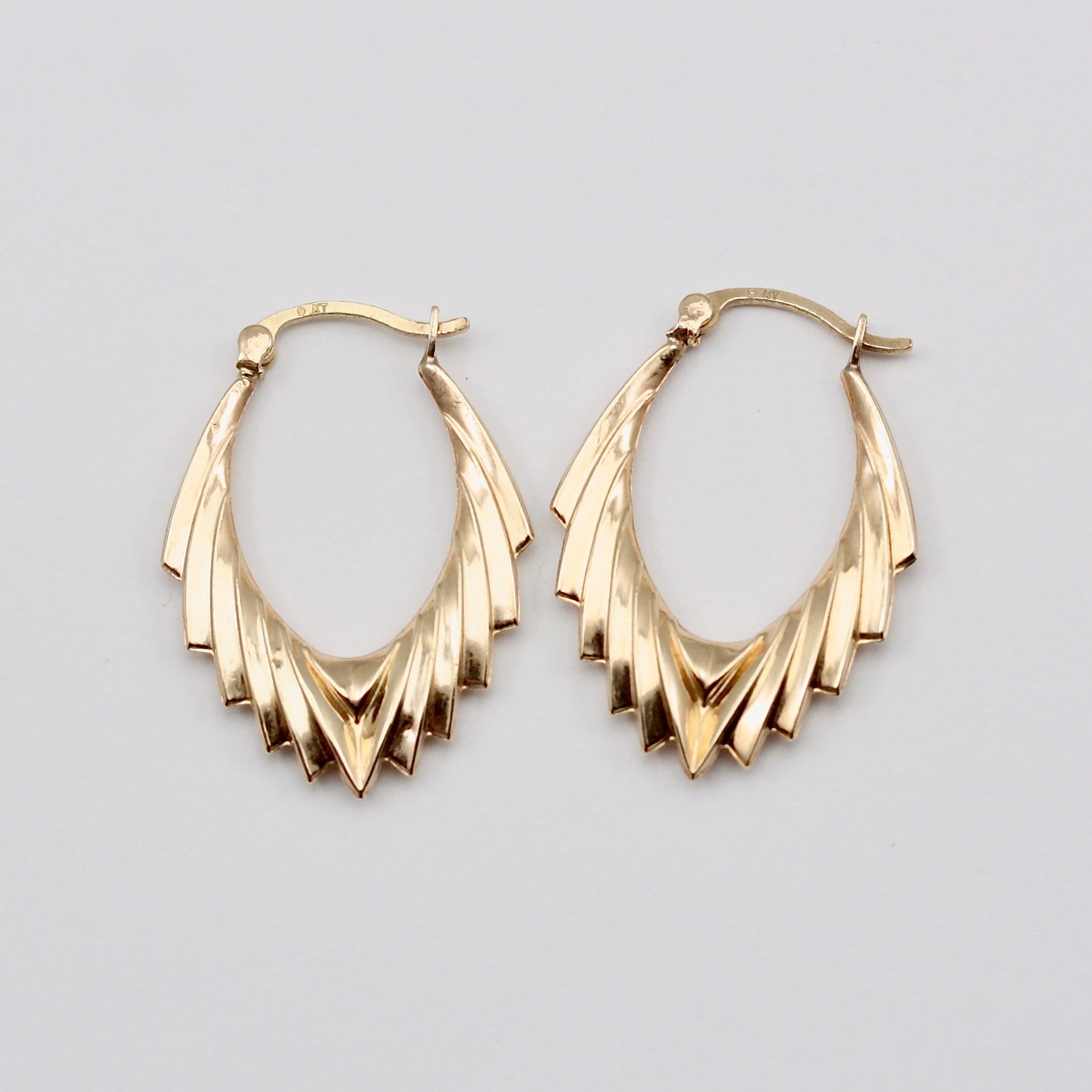 Vintage 9ct Gold Spiked Creole Hoop Earrings