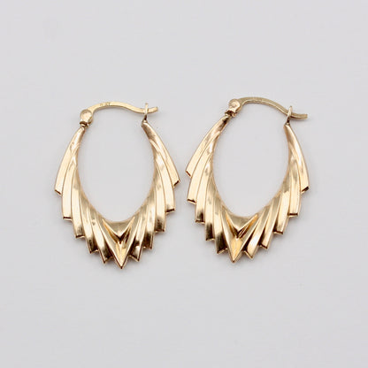 Vintage 9ct Gold Spiked Creole Hoop Earrings