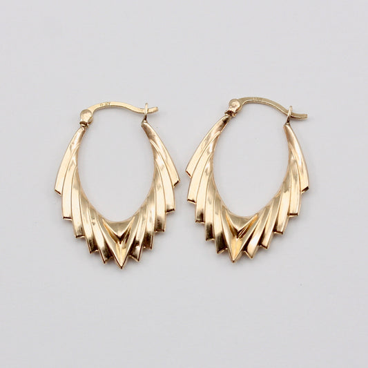 Vintage 9ct Gold Spiked Creole Hoop Earrings