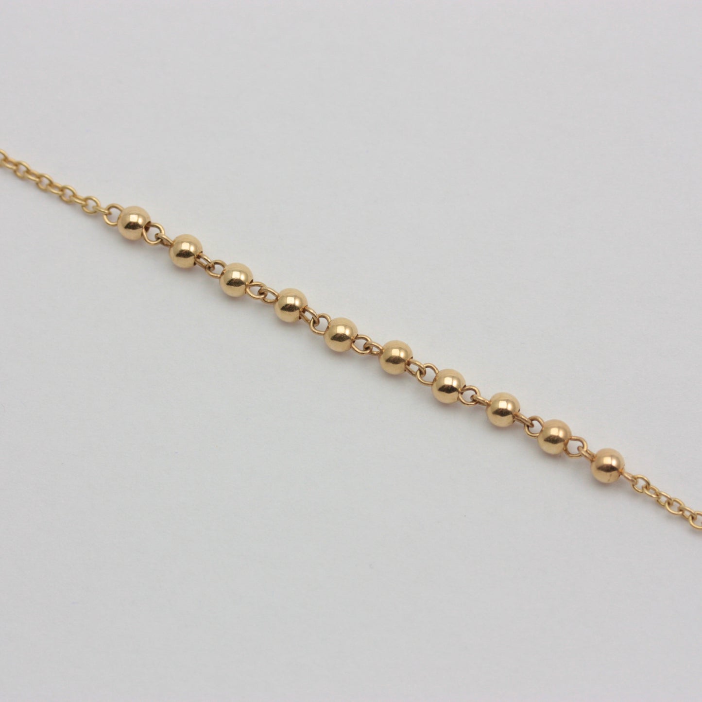 Pre-owned 14ct Gold Ball and Cable Chain Bracelet 