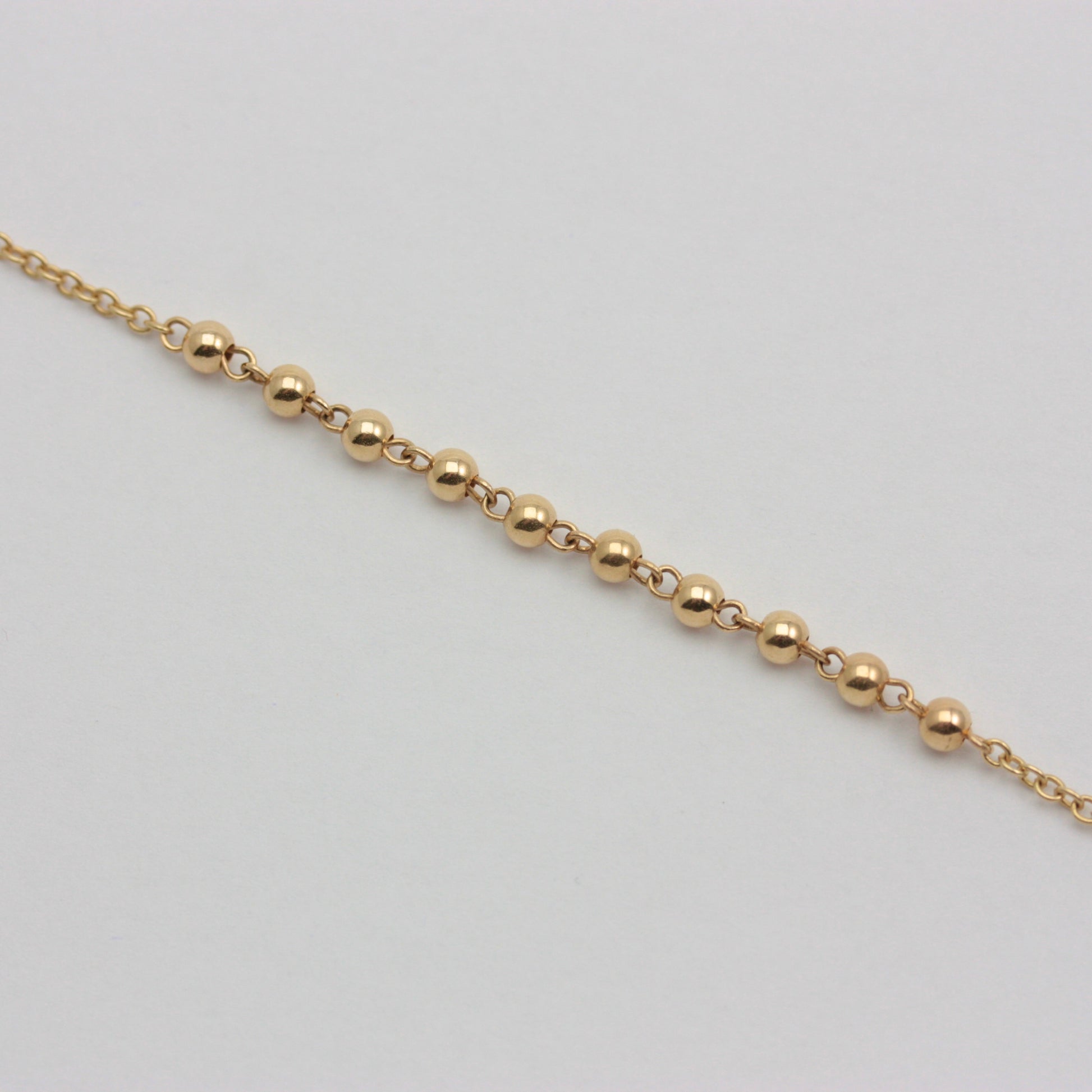 Pre-owned 14ct Gold Ball and Cable Chain Bracelet 
