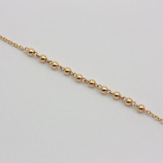 Pre-owned 14ct Gold Ball and Cable Chain Bracelet 