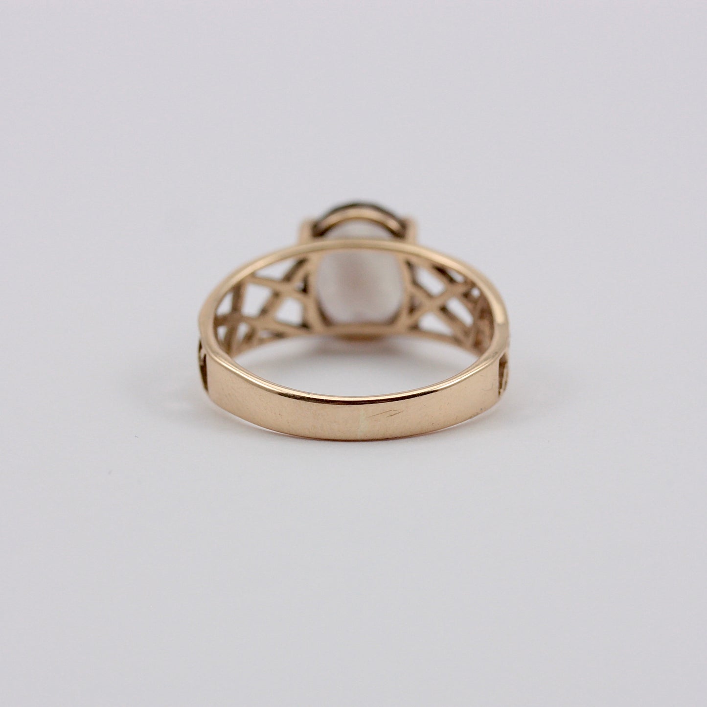Vintage 9ct Gold Smoky Quartz Basket Weave Ring, 1979