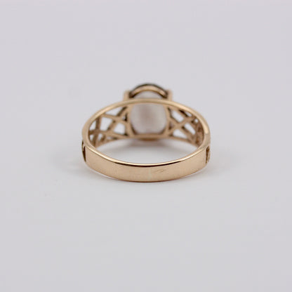 Vintage 9ct Gold Smoky Quartz Basket Weave Ring, 1979