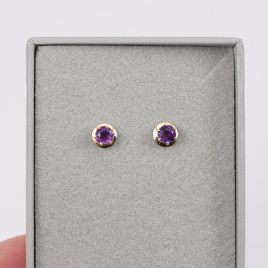 vintage 9ct gold amethyst stud earrings