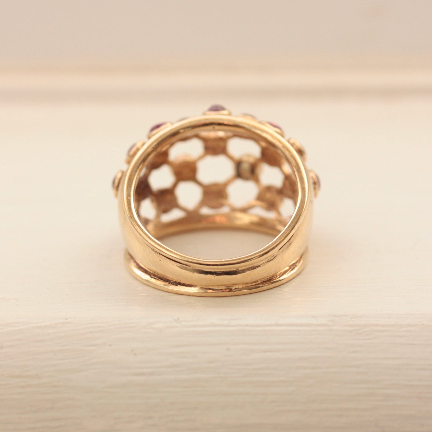 Vintage 9ct Gold Ruby Cabochon Domed Ring, 1961
