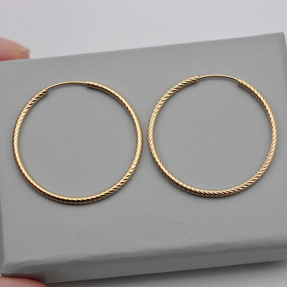 Pre-owned 9ct Gold Twist Hoop Earrings, Medium / Large 