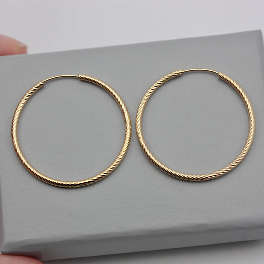 Pre-owned 9ct Gold Twist Hoop Earrings, Medium / Large 