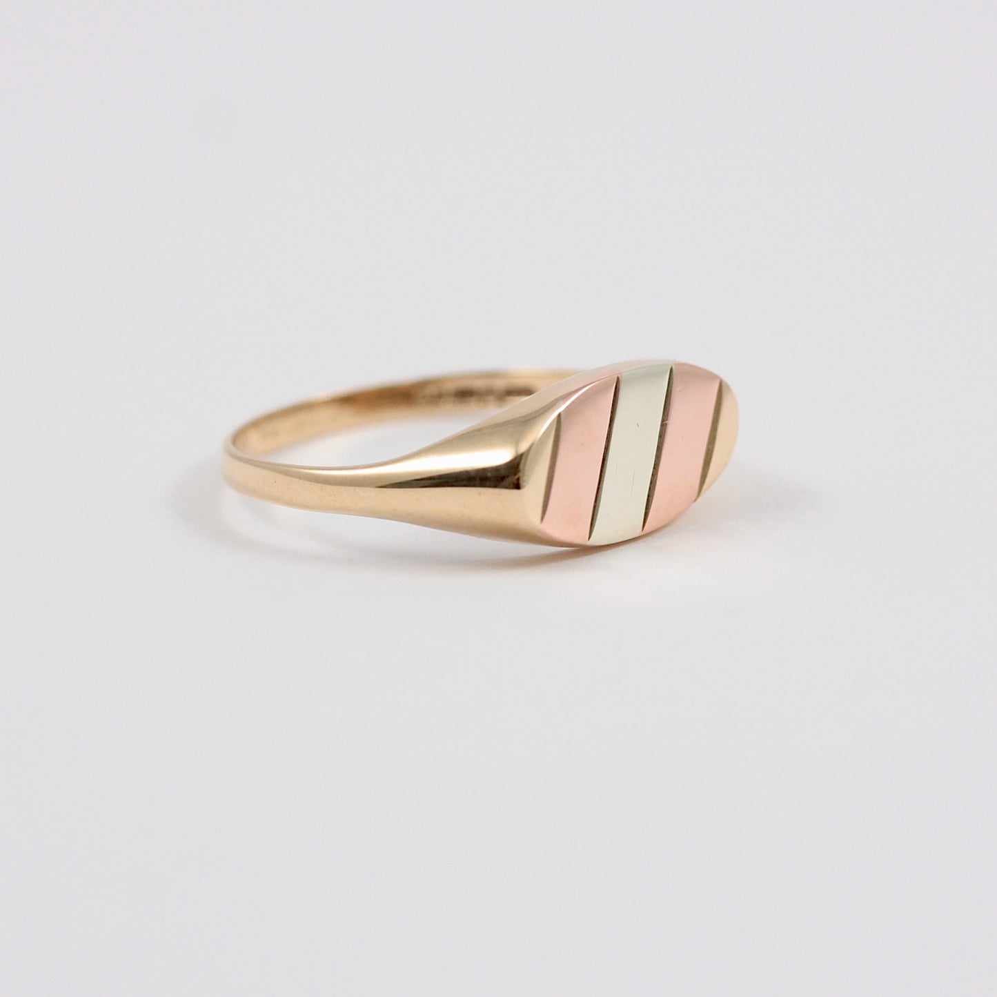 Vintage 9ct Three Colour Gold Signet Ring, 1988