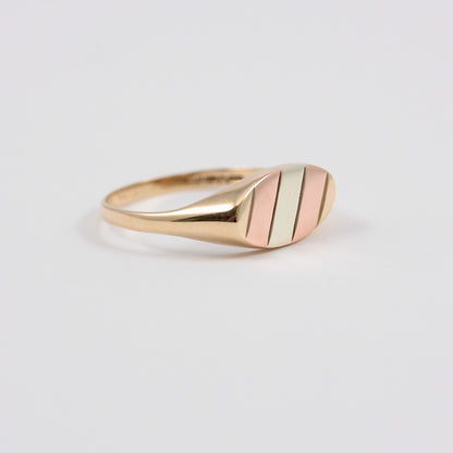 Vintage 9ct Three Colour Gold Signet Ring, 1988