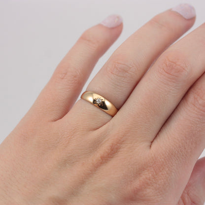 Antique Victorian 18ct Gold Star Set Diamond Gypsy Band Ring, 1897