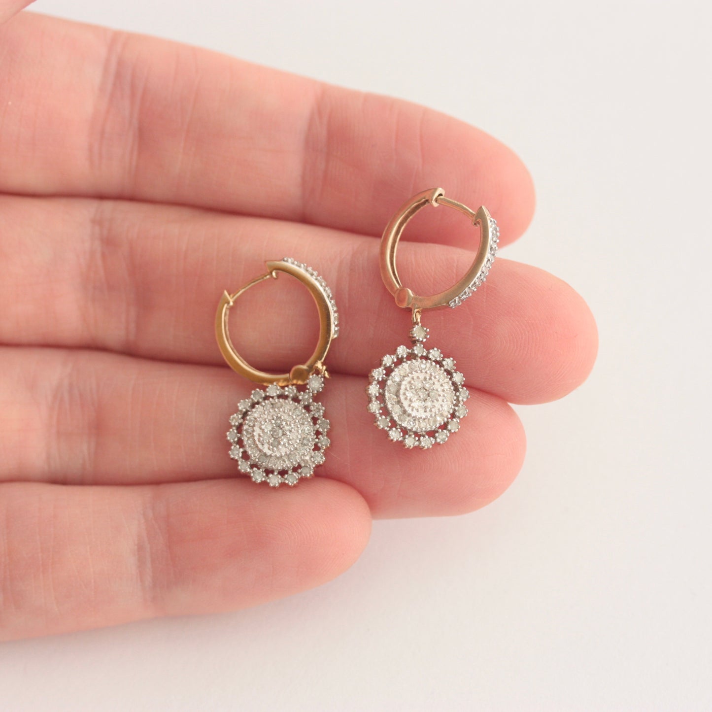 Pre-owned 9ct Gold and Diamond Hoop Dangle Earrings